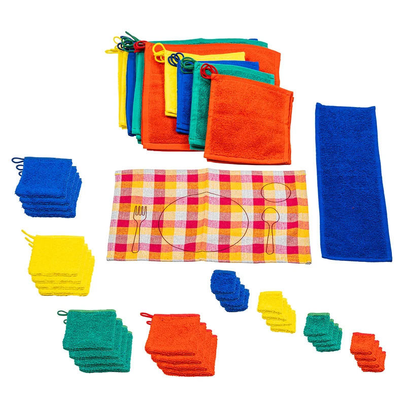 Lot de gants de toilette rouges