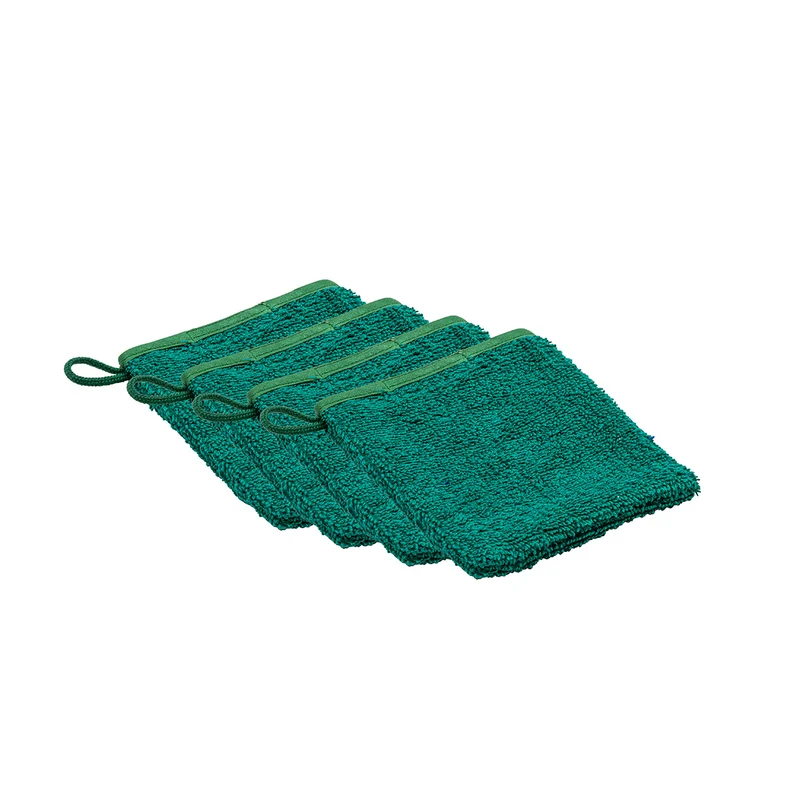 Lot de 4 gants de toilette verts