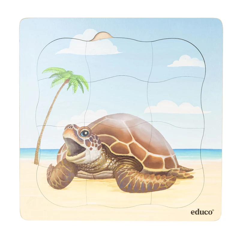 Puzzle évolutif à la plage - la tortue