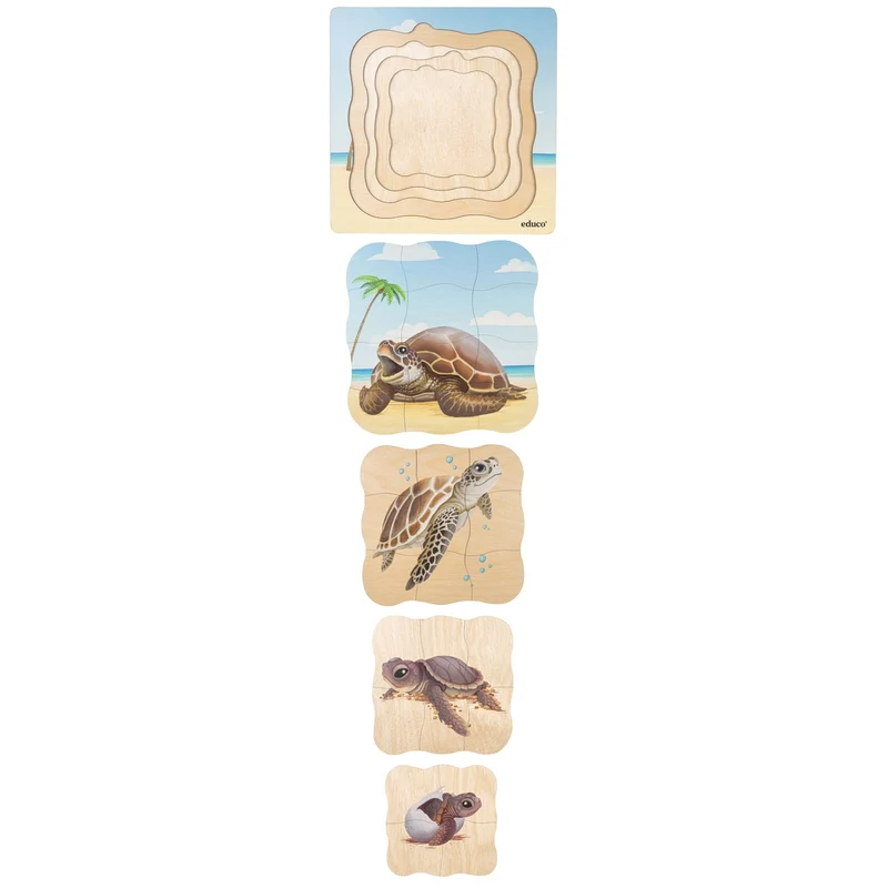 Puzzle évolutif à la plage - la tortue
