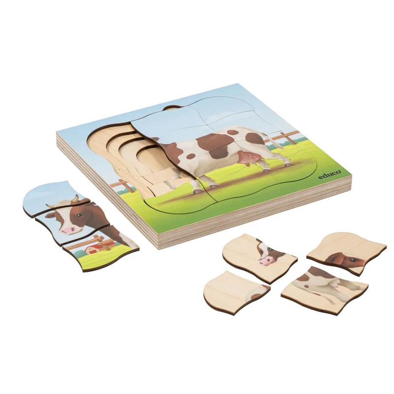 Puzzle évolutif à la ferme - la vache