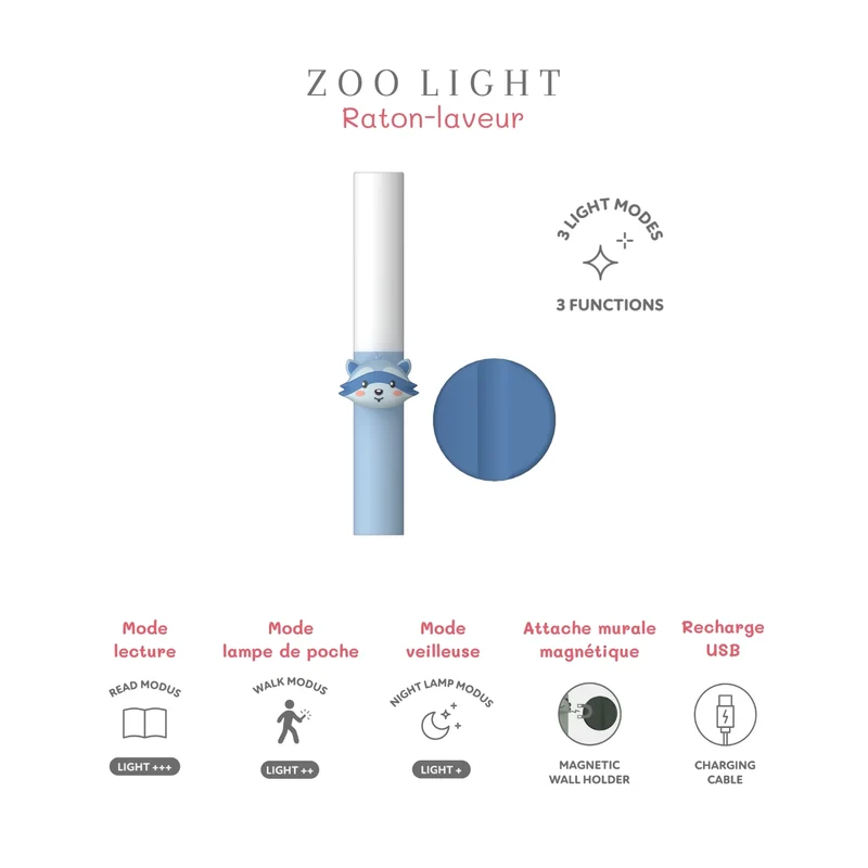 Lampe veilleuse enfant Zoo Light – Raton laveur – The Zoofamily