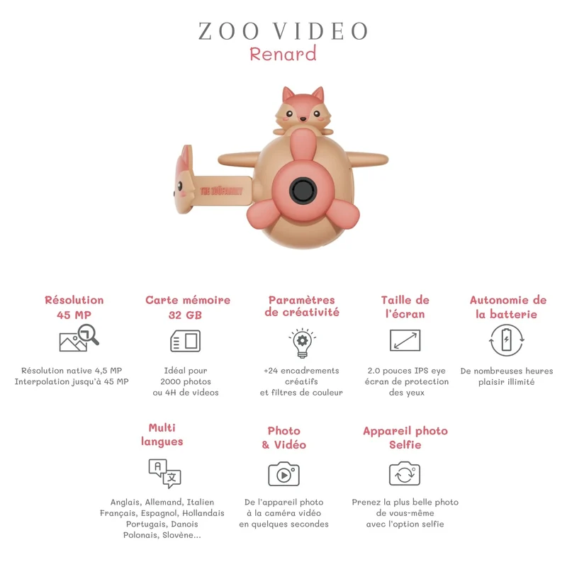 Zoo Video – Renard – Caméra photo & vidéo enfant The Zoofamily