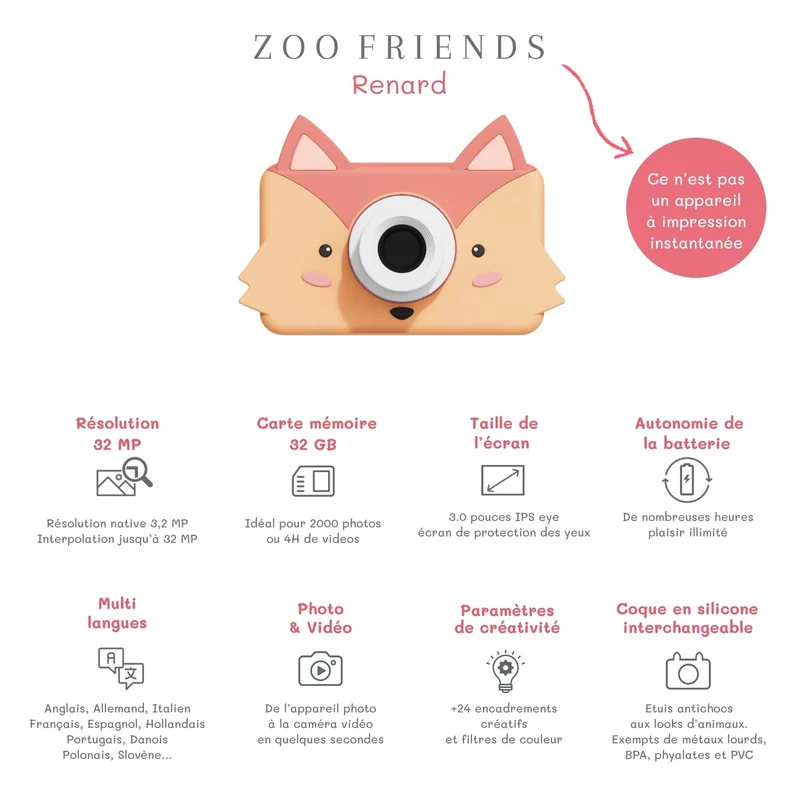 Appareil photo enfant Zoo Friends – Renard – The Zoofamily – Dès 3 ans