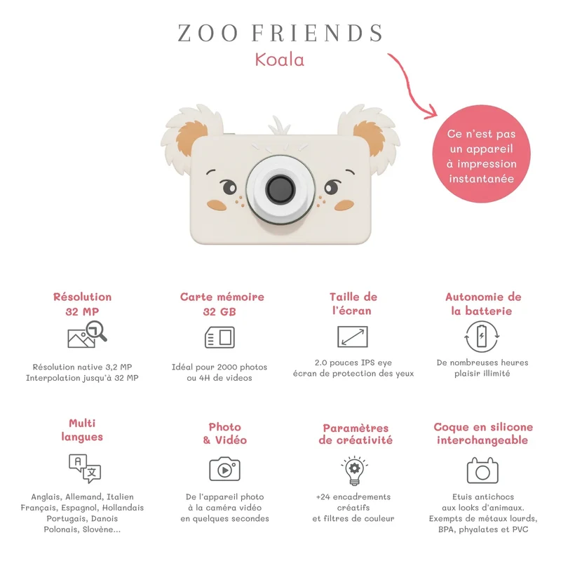 Appareil photo enfant Les Amis du Zoo – Koala – The Zoofamily – Dès 3 ans