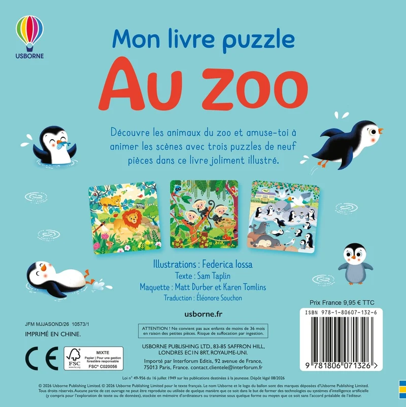 Au Zoo – Mon livre puzzle – Dès 2 ans