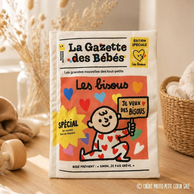 La Gazette des Bébés « Les Bisous » – Livre d’éveil en tissu – Bayard Jeunesse