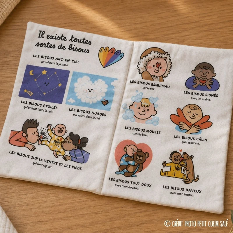 La Gazette des Bébés « Les Bisous » – Livre d’éveil en tissu – Bayard Jeunesse