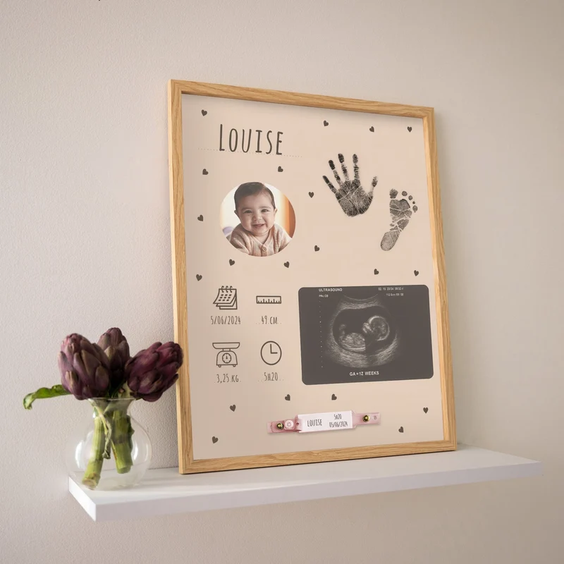 Cadre maternité – Souvenirs de naissance & empreintes de bébé