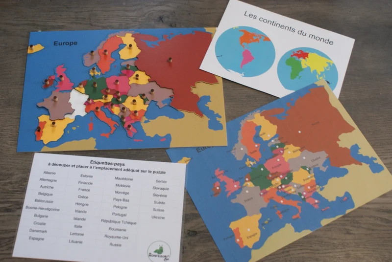 Puzzle du continent Europe Montessori