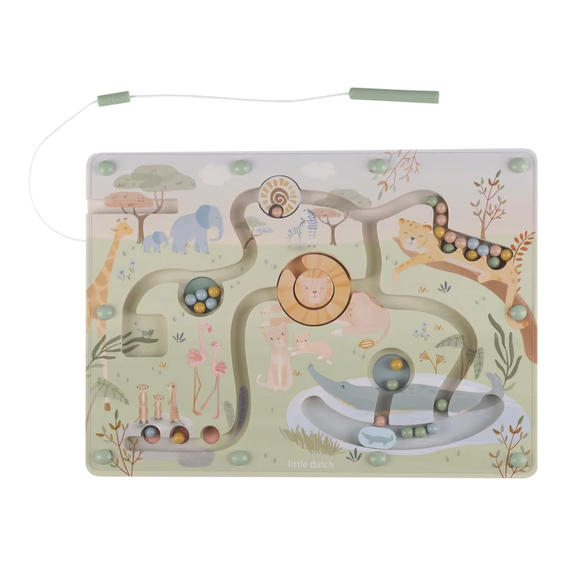 Labyrinthe magnétique en bois Safari Friends – jeu de motricité fine