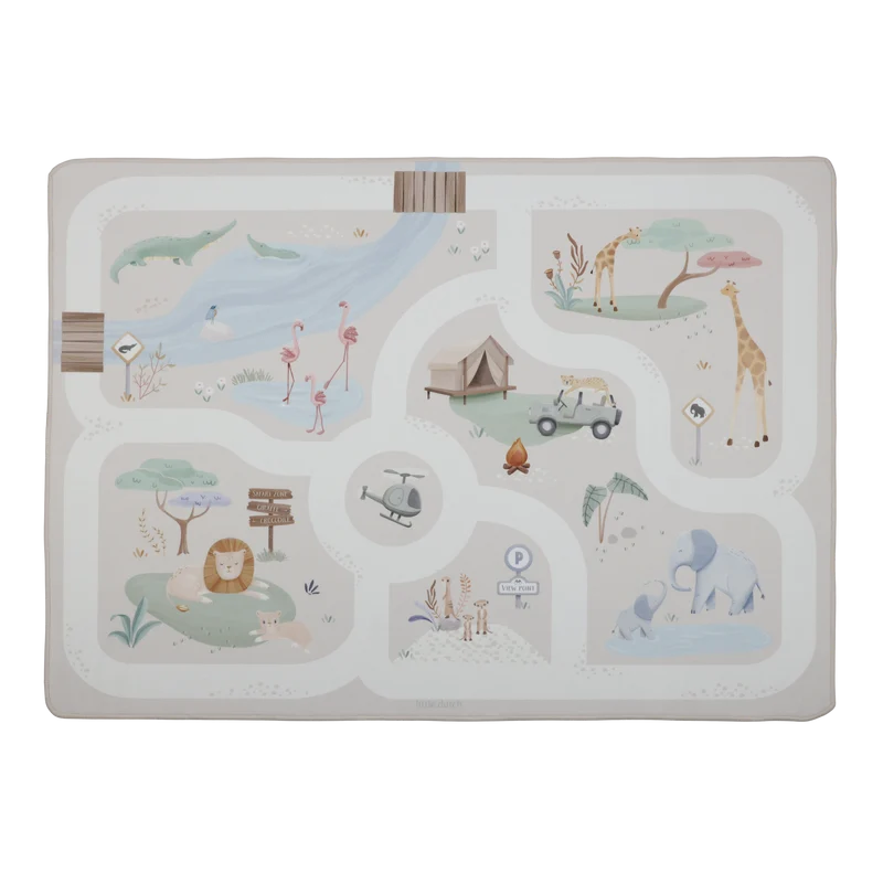 Tapis de jeu pour voiture Safari Friends – tapis circuit enfant