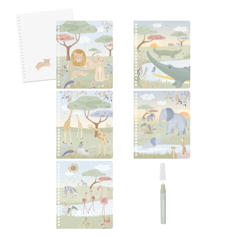Cahier de coloriage à l’eau Jim Safari Friends – coloriage magique réutilisable