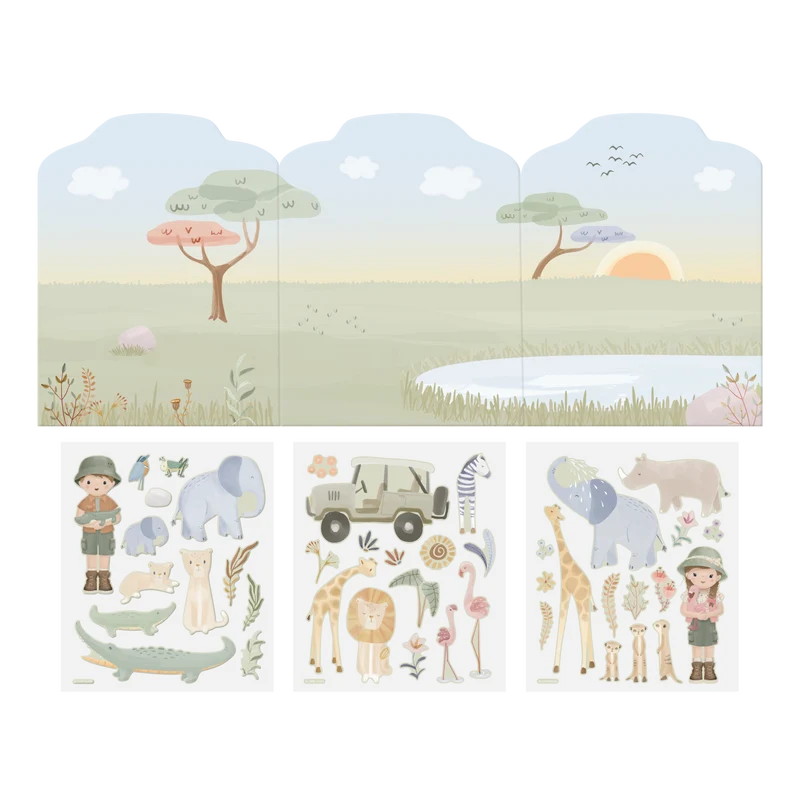 Stickers réutilisables enfant Safari Friends – décor savane