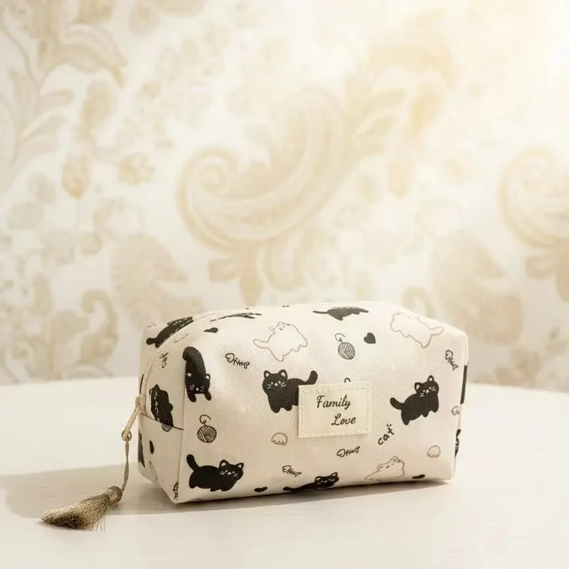Pochette trousse « Family Love » – Chats & cœurs – 16 x 9 x 9 cm