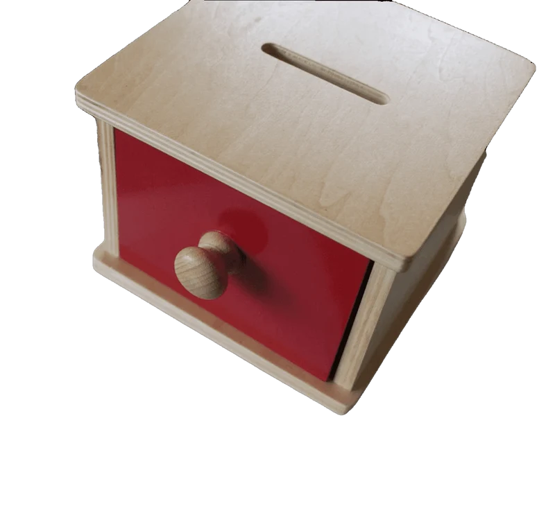 Boîte d'Encastrement Tiroir et Jetons Montessori