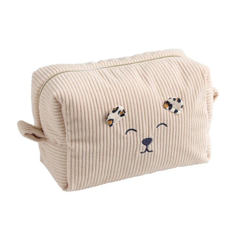 Trousse de toilette en velours côtelé Léopard - Sauthon