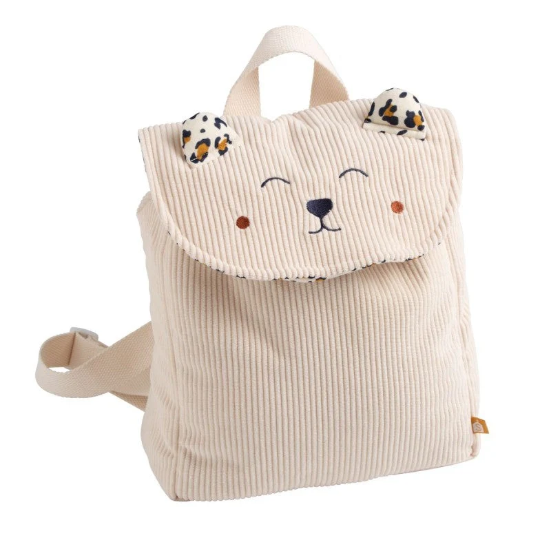 Sac à dos maternelle en velours côtelé Léopard - Sauthon