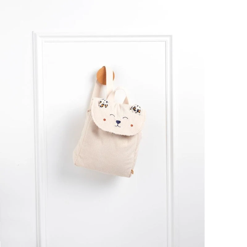 Sac à dos maternelle en velours côtelé Léopard - Sauthon