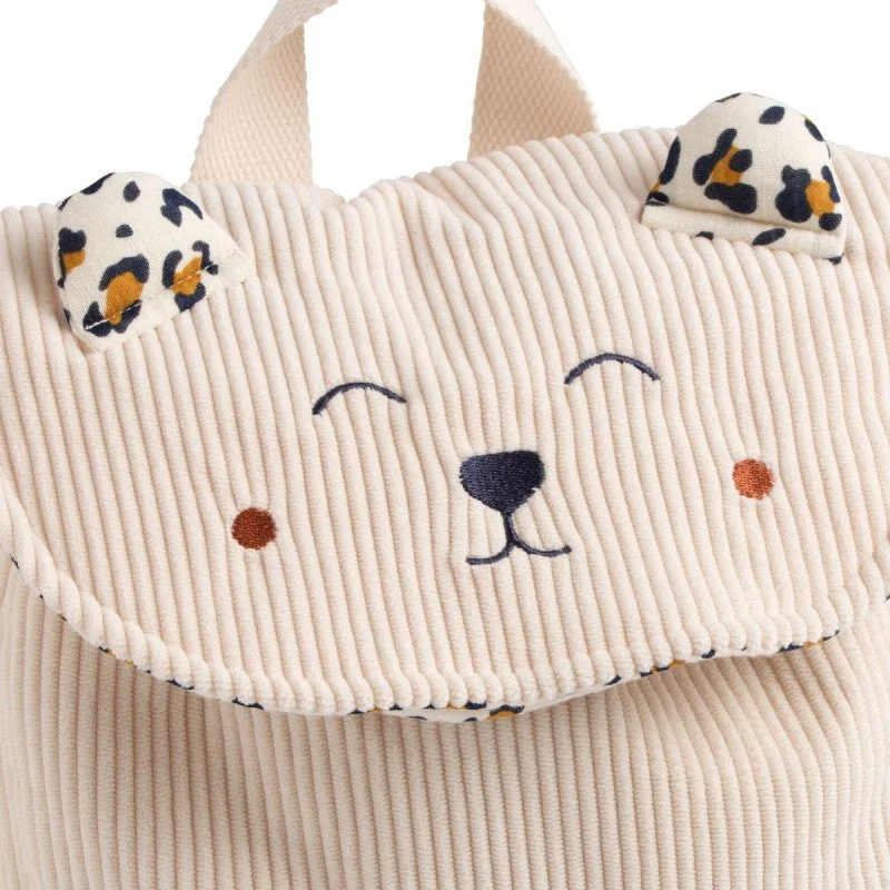 Sac à dos maternelle en velours côtelé Léopard - Sauthon
