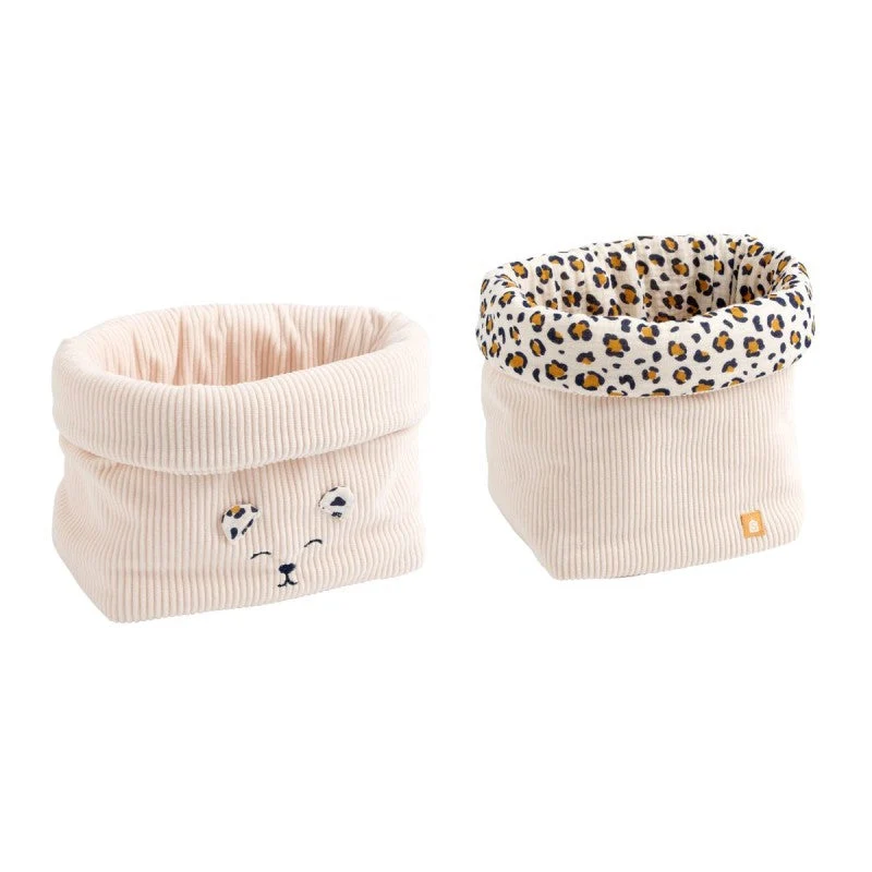 Lot de 2 panières de rangement en velours côtelé Léopard - Sauthon