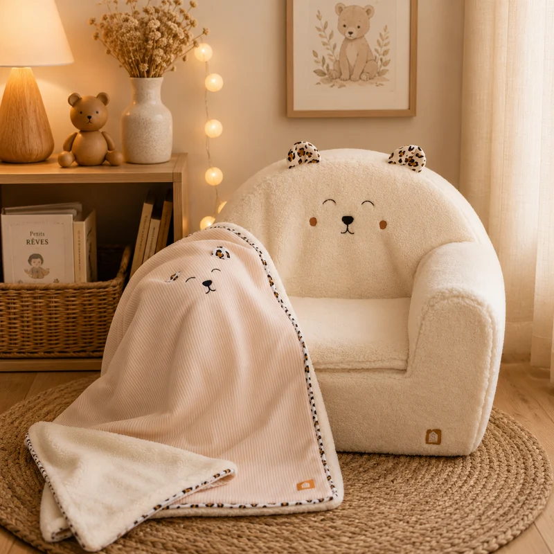 Fauteuil club enfant en sherpa Léopard - Sauthon