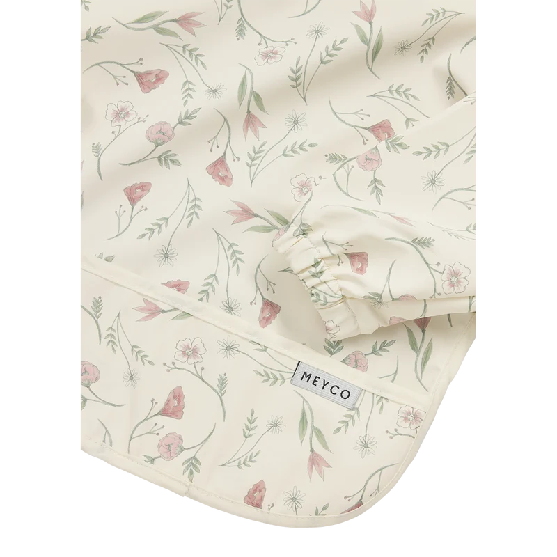 Bavoir à manches courtes fleuri imperméable 9 à 18 mois - Meyco Baby