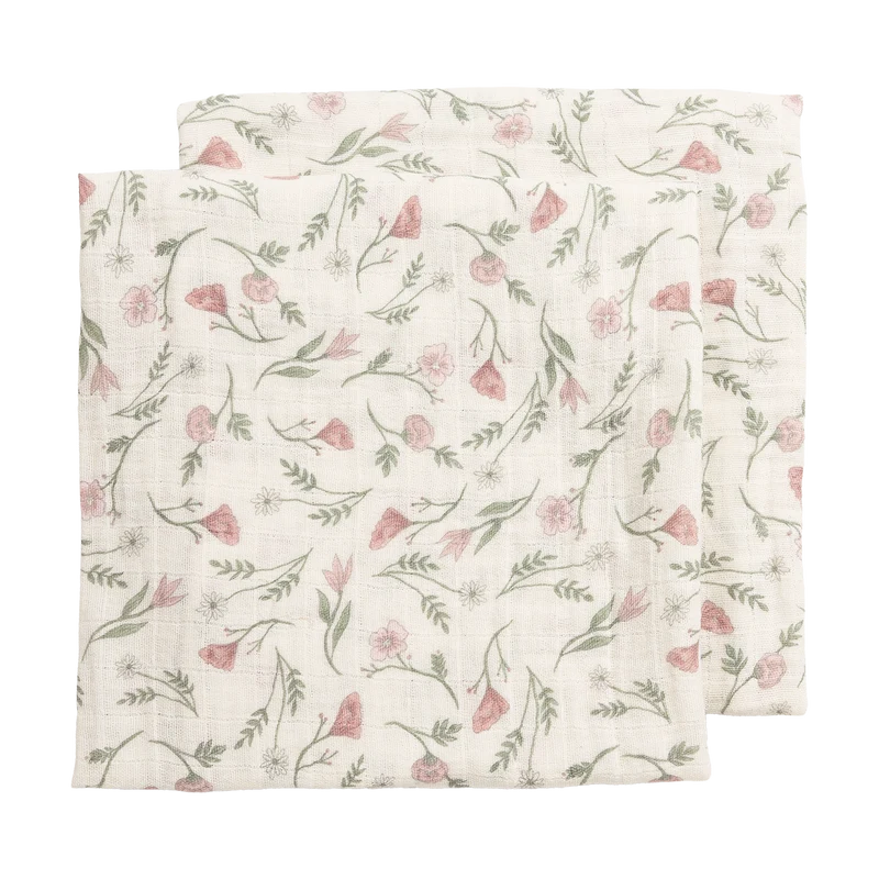 Lot de 2 langes fleuris en mousseline 120 x 120 cm - Meyco Baby