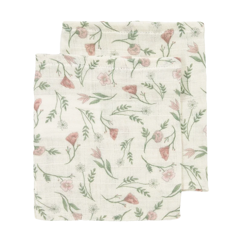 Lot de 2 langes fleuris en mousseline 120 x 120 cm - Meyco Baby