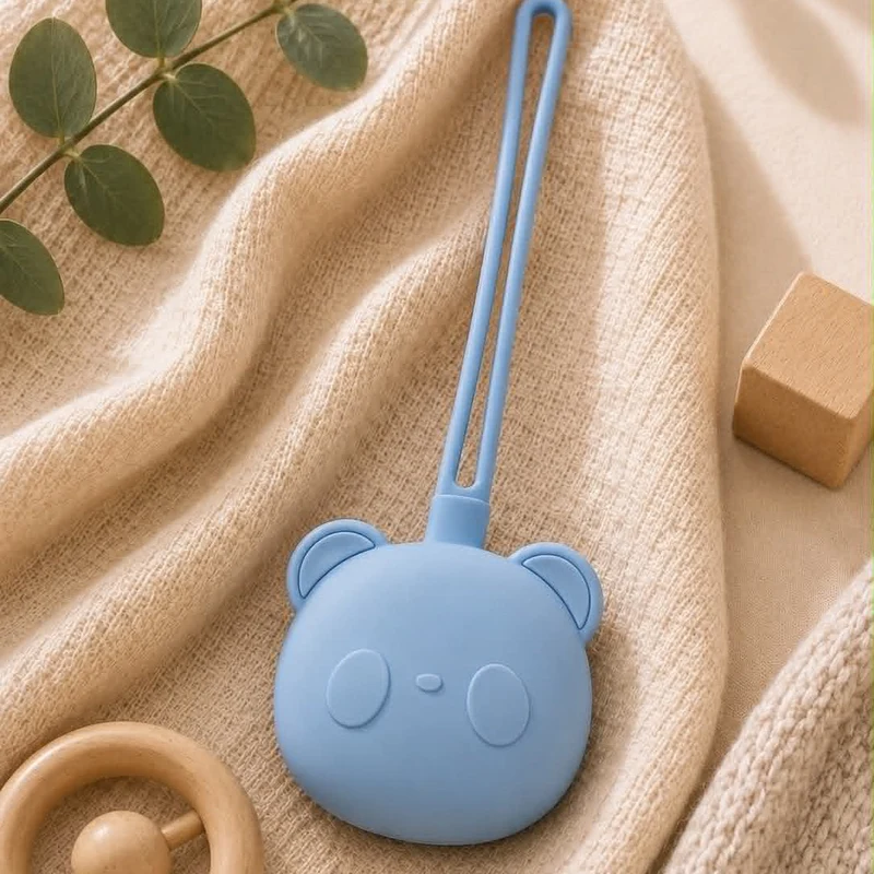 Étui tétine silicone bébé panda - dusty blue GMLB