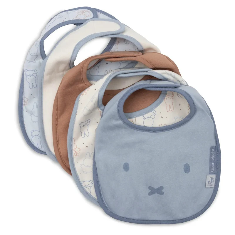 Lot de 5 bavoirs imperméables Miffy Moments cloudy blue – Jollein