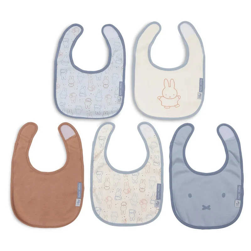 Lot de 5 bavoirs imperméables Miffy Moments cloudy blue – Jollein