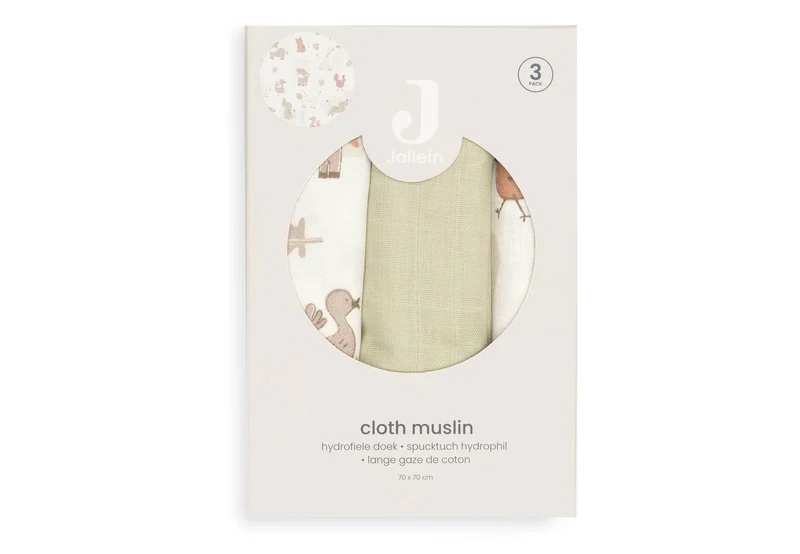 Lot de 3 langes en gaze de coton 70 x 70 cm – Barn Buddies – Jollein