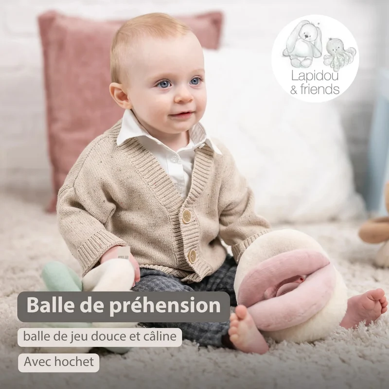 Balle d’activités Lapidou – 17 cm – rose – Nattou