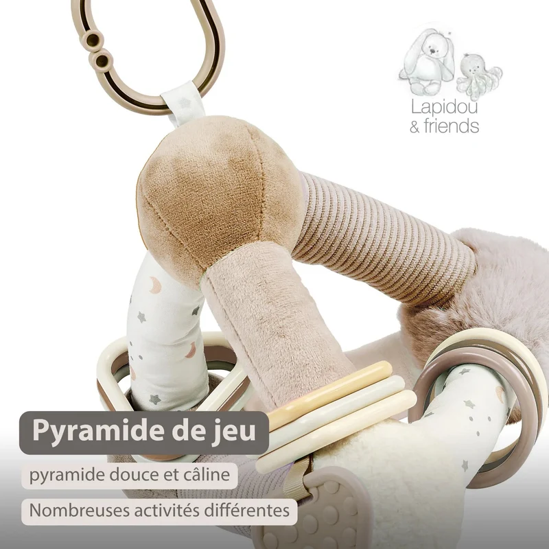 Pyramide d’activités douce Lapidou – Beige – Nattou