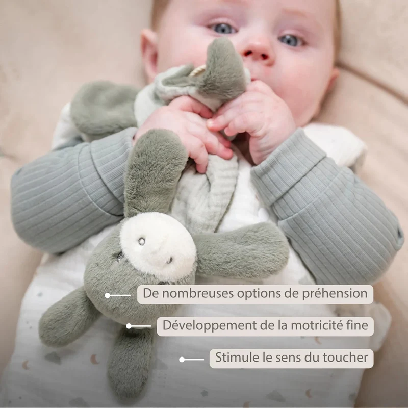 Mini doudou Âne LouLou – 25 cm – Vert tilleul – Nattou