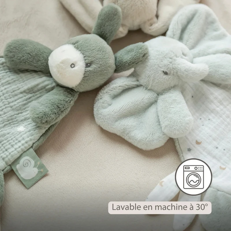 Mini doudou Âne LouLou – 25 cm – Vert tilleul – Nattou