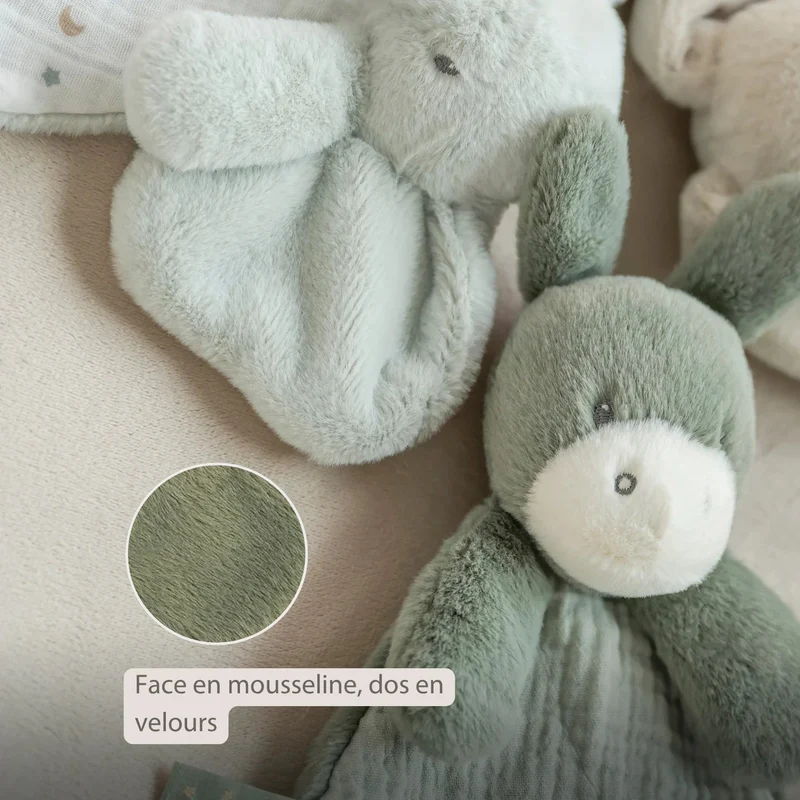 Mini doudou Âne LouLou – 25 cm – Vert tilleul – Nattou