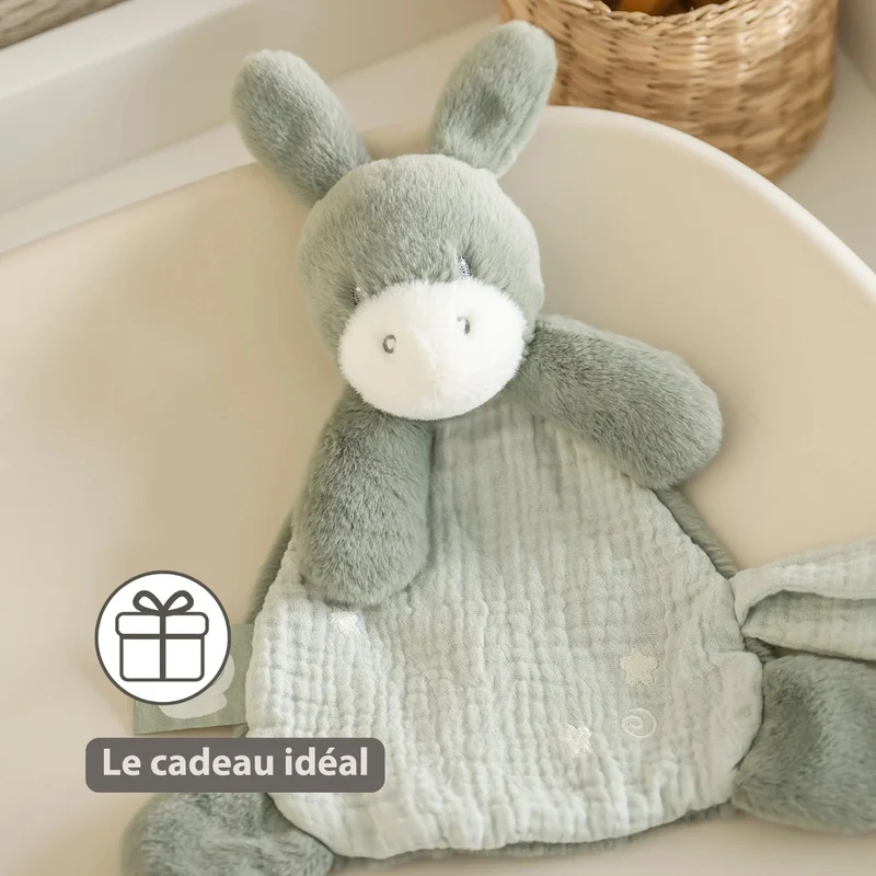 Mini doudou Âne LouLou – 25 cm – Vert tilleul – Nattou