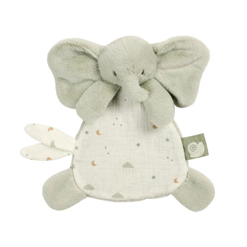 Mini doudou Éléphant LouLou – 25 cm – Vert tilleul & écru – Nattou
