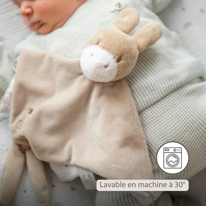 Doudou Âne LouLou – 28 x 28 cm – Caramel clair – Nattou