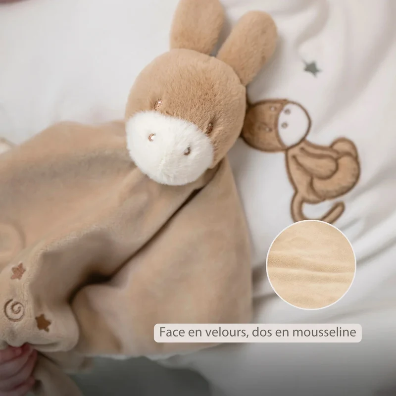 Doudou Âne LouLou – 28 x 28 cm – Caramel clair – Nattou