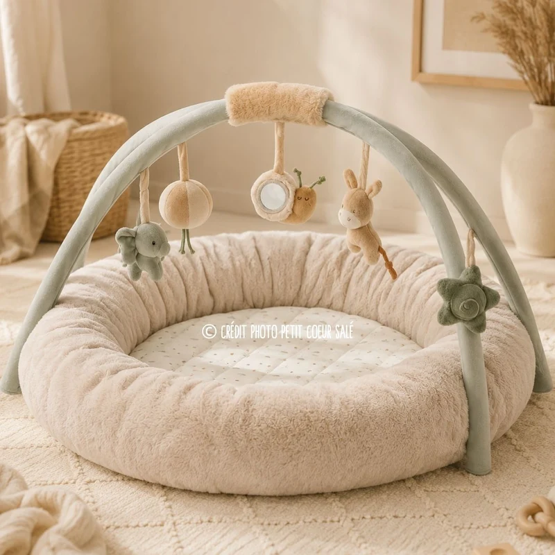 Tapis d’éveil rond rembourré LouLou avec arches – 90 cm – Nattou