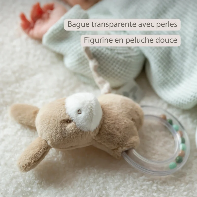 Hochet anneau LouLou Âne – 15 cm – Caramel clair nattou