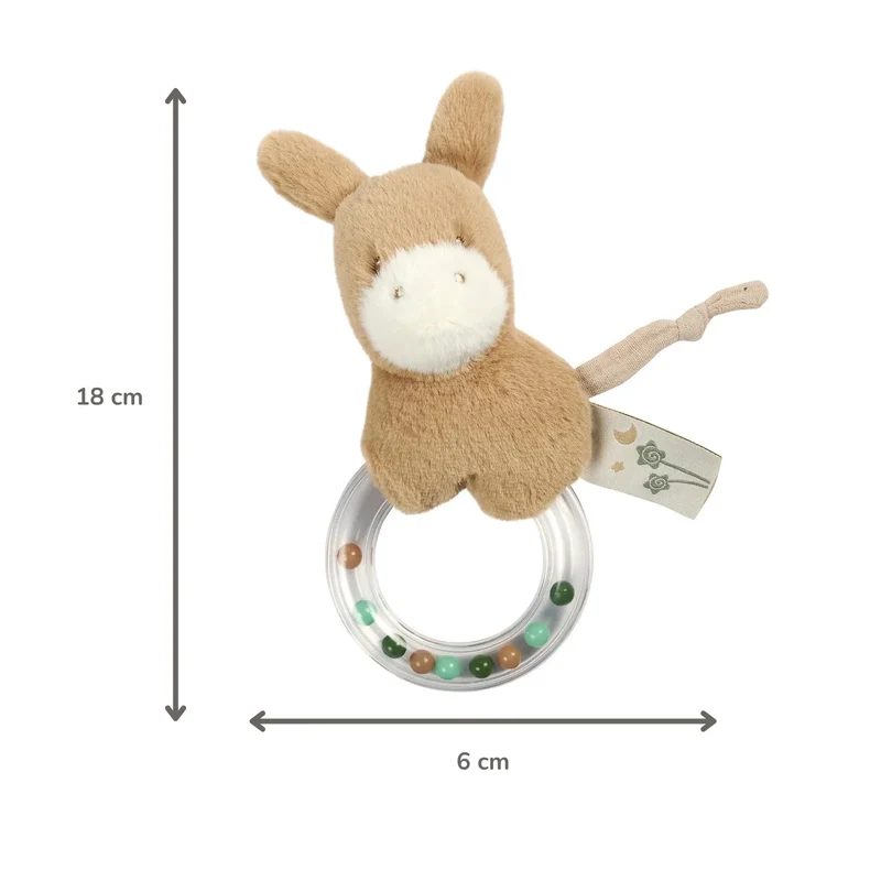 Hochet anneau LouLou Âne – 15 cm – Caramel clair nattou