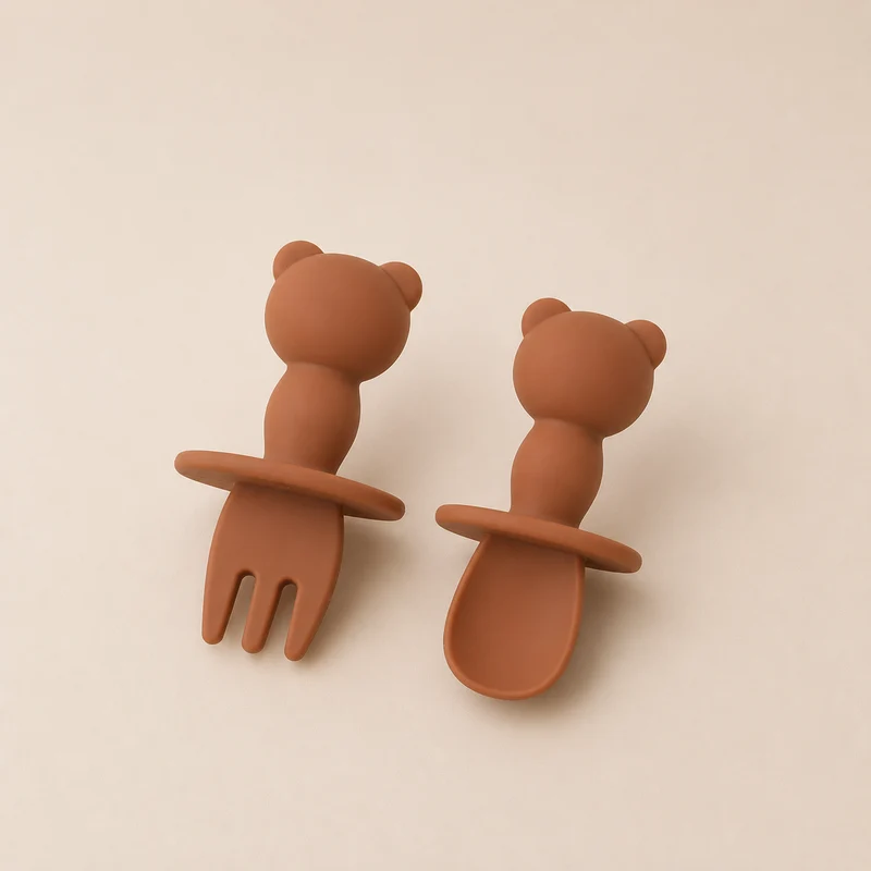 Lot de couverts bébé en silicone – Panda