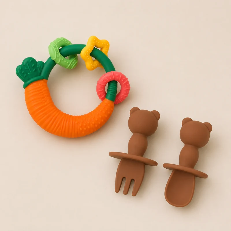 Lot de couverts bébé en silicone – Panda