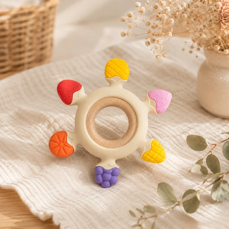 Anneau de dentition multifruits en silicone - gmlb