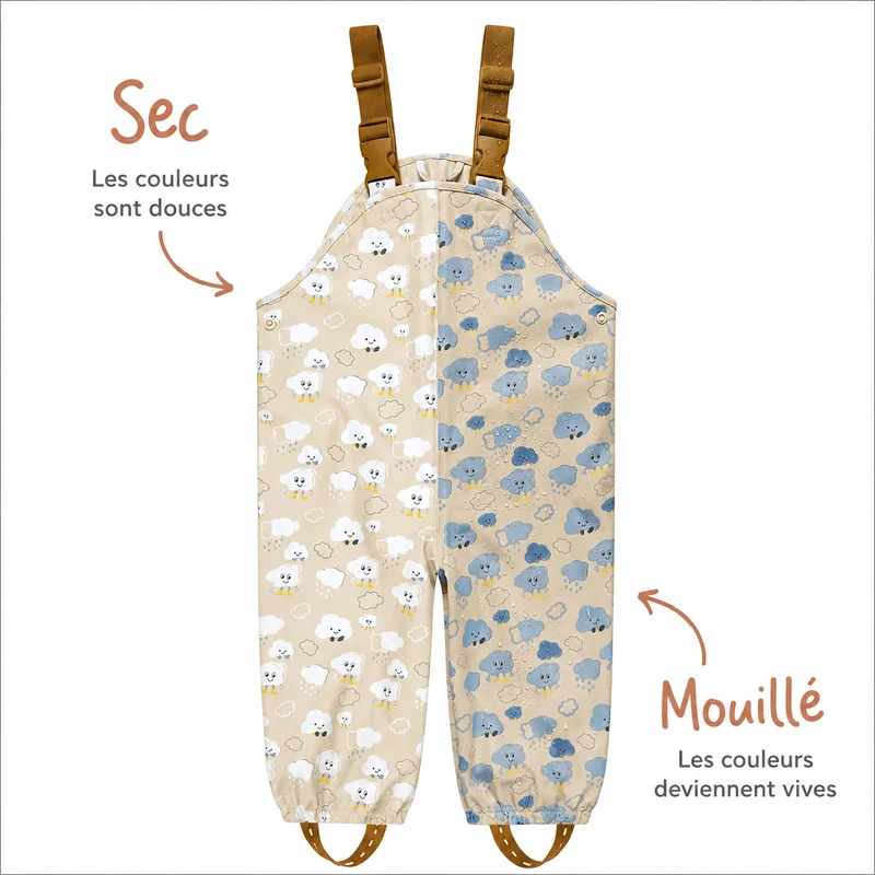 Pantalon de pluie magique Nuages – Change de couleur sous la pluie