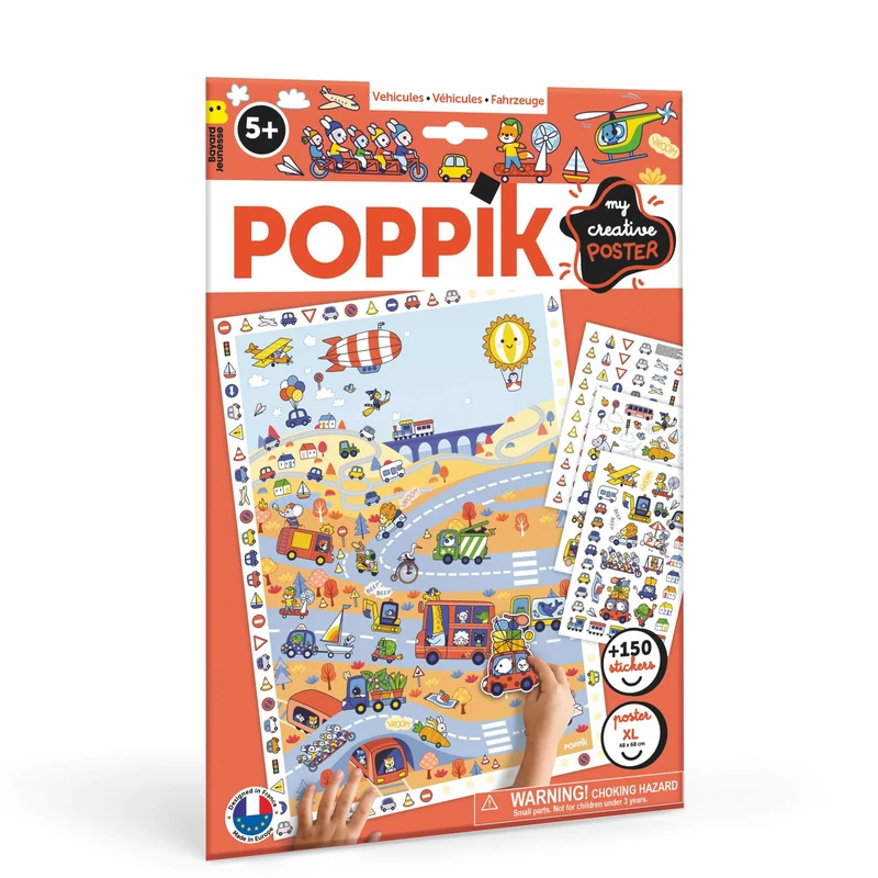 Poster créatif Les véhicules et 150 stickers
